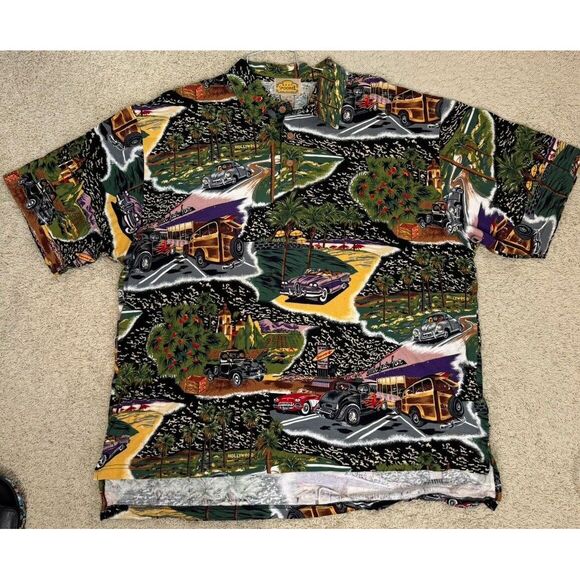 Vintage Reyn Spooner Mens Short Sleeve Polo Shirt Hot‎ Rods Classic Cars Size XL - Picture 1 of 10